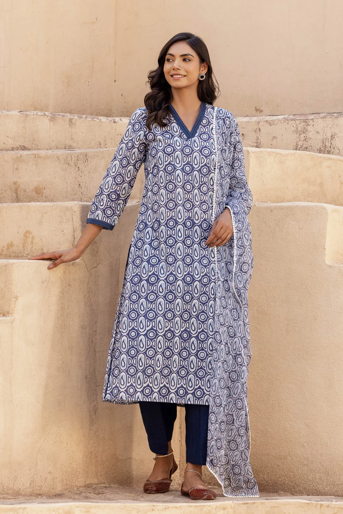 Indigo Paisley Block Print Kurta