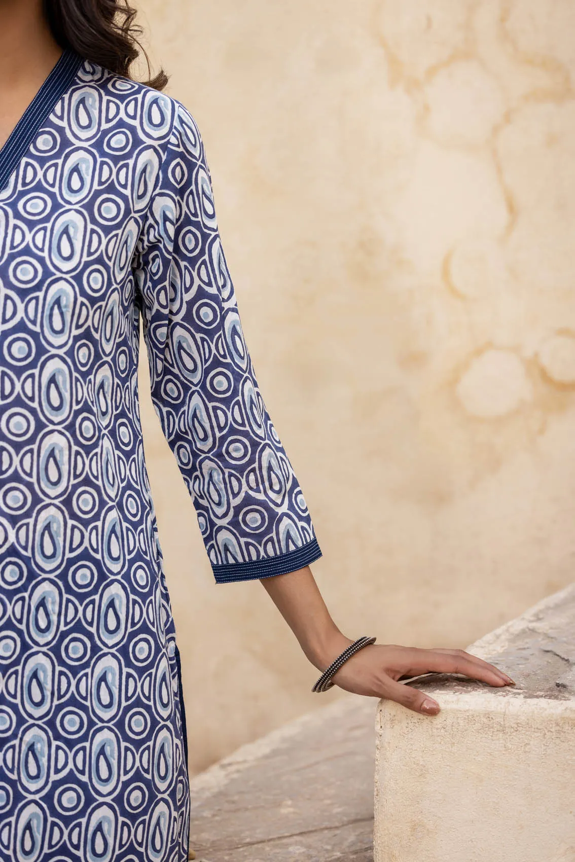 Indigo Paisley Block Print Kurta