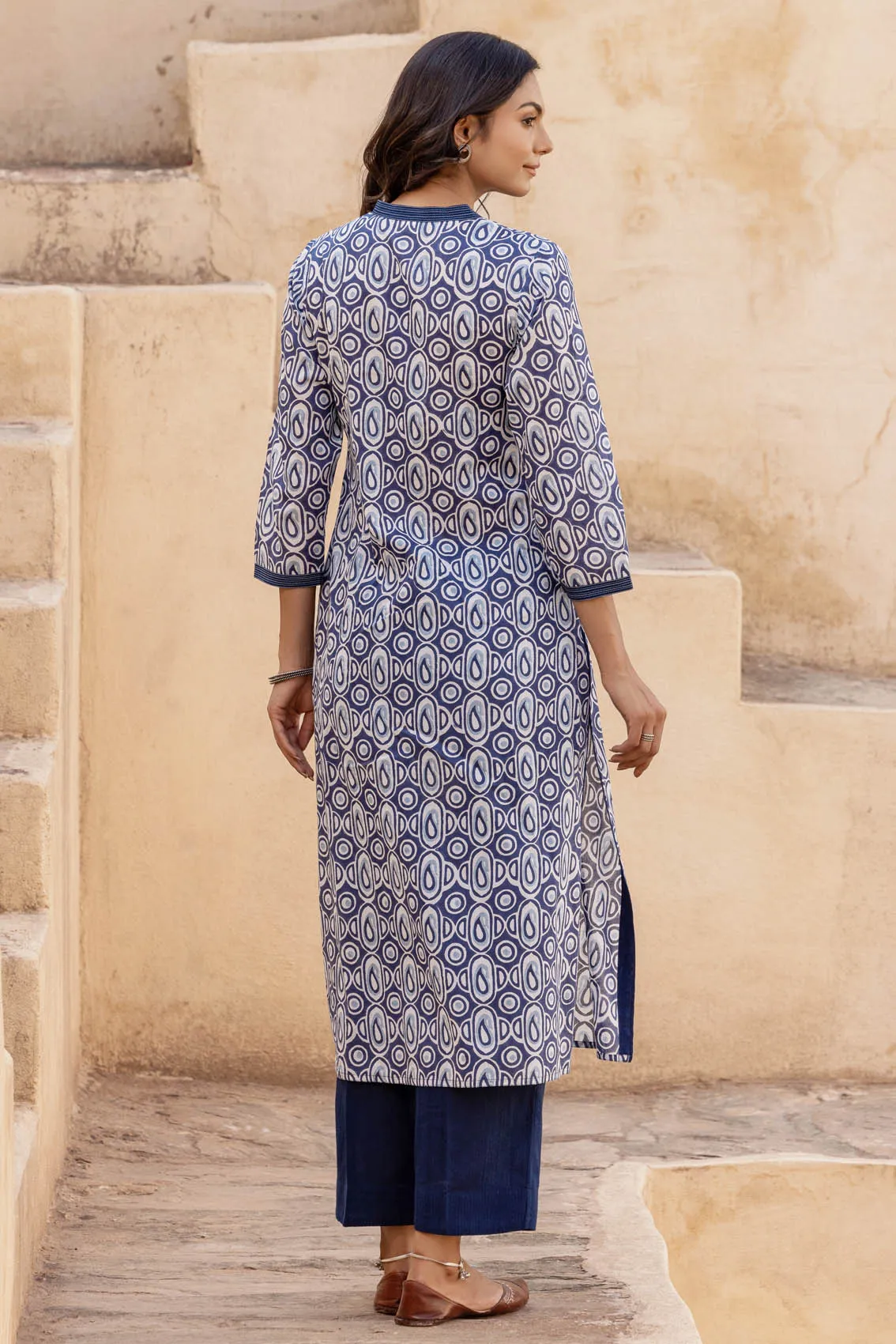 Indigo Paisley Block Print Kurta