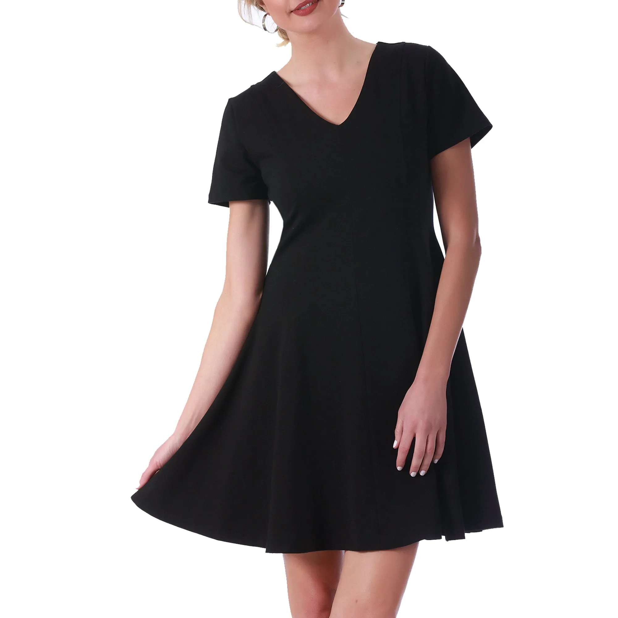 InstantFigure Short V-neck flared skirt Panel dress 16808M