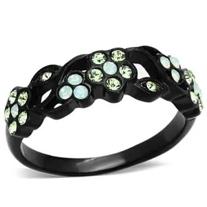 IP Black(Ion Plating) Stainless Steel Ring with Top Grade Crystal in Multi Color for Women Style TK1360