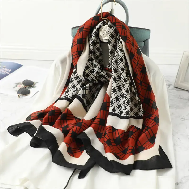 Ladies casual plaid winter decoration warm scarf