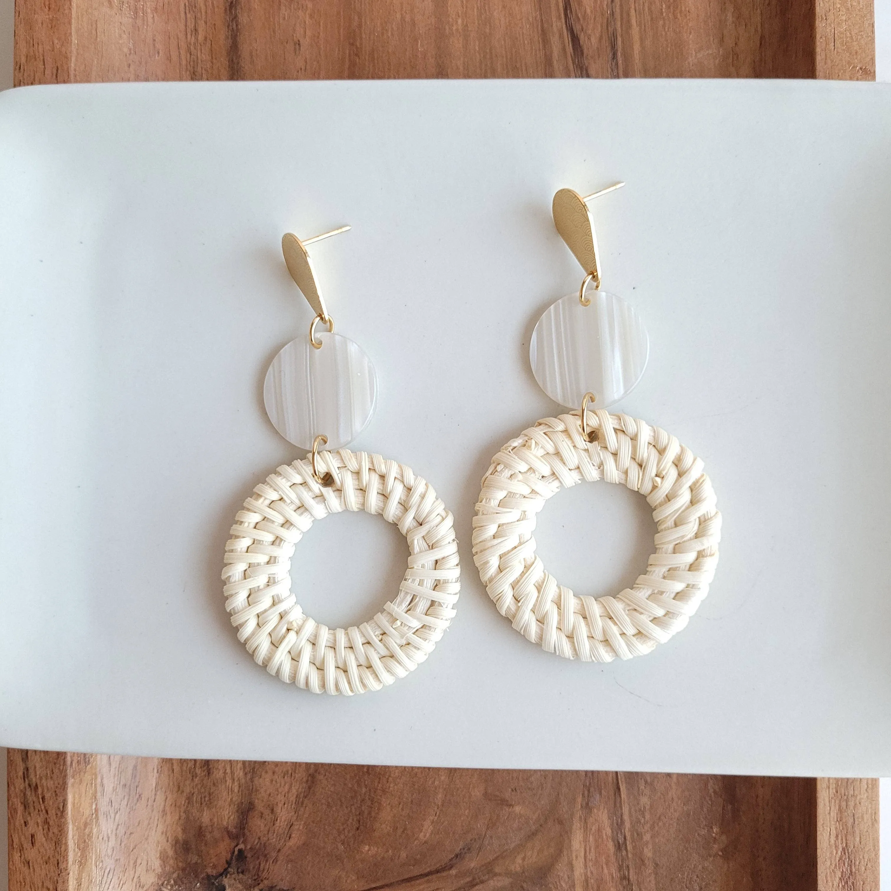 Lana Earrings - Light Rattan