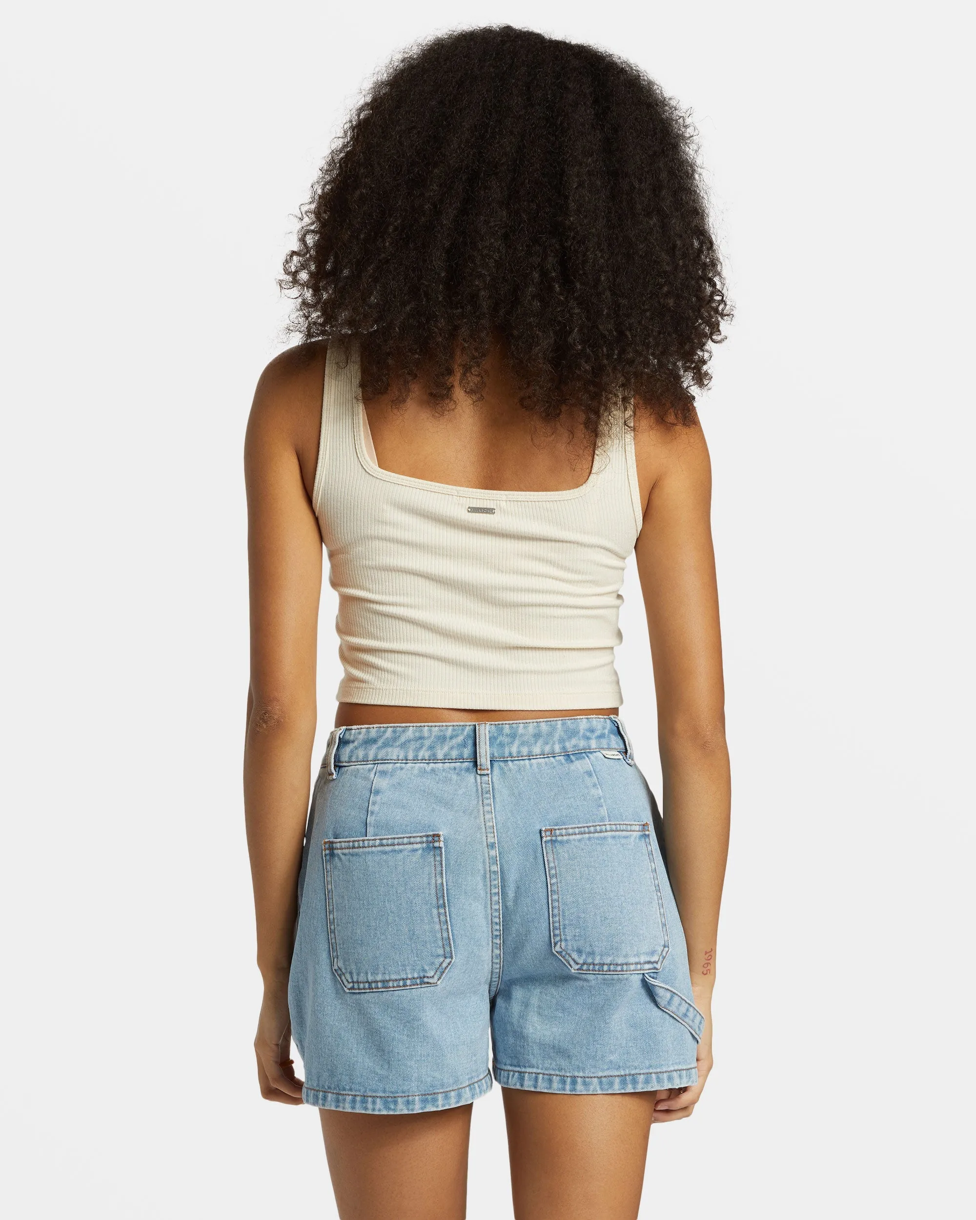 Leia Carpenter Denim Shorts - Soft Blue