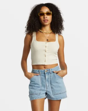 Leia Carpenter Denim Shorts - Soft Blue