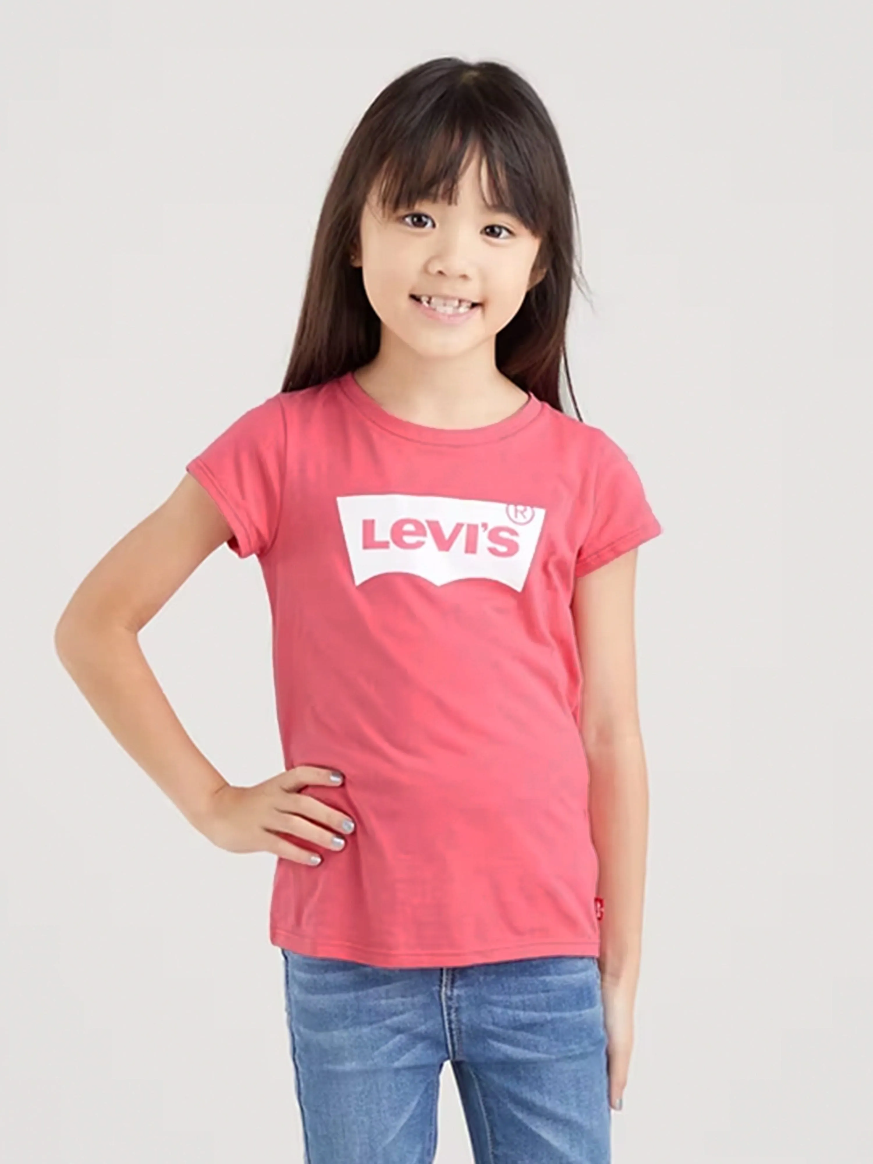 Levi's Wear Girls Cotton Short Sleeve Batwing Logo T-Shirt