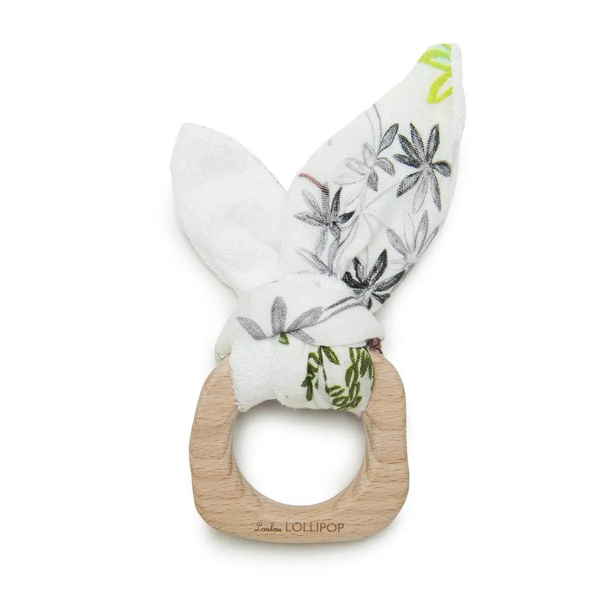 Loulou Lollipop bunny ear teething ring - sloth