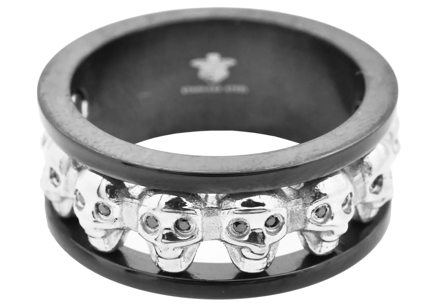 Mens Black Stainless Steel Skull Ring