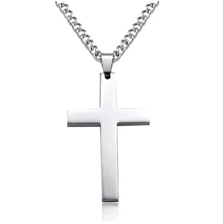 Men's Fashion Classic Cross Men Necklace Stainless Steel Chain Pendant Necklace for Men Jewelry Punk Party Anniversary Gift