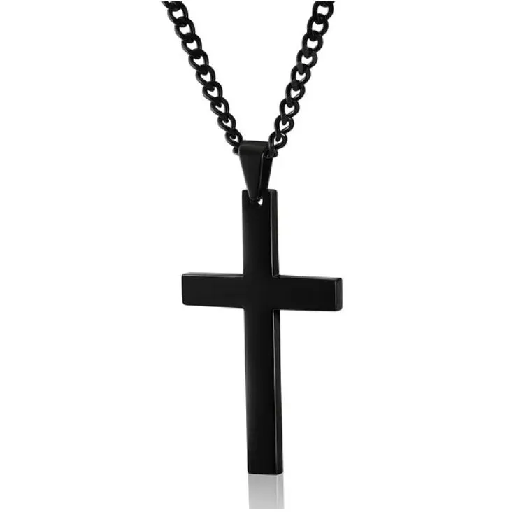 Men's Fashion Classic Cross Men Necklace Stainless Steel Chain Pendant Necklace for Men Jewelry Punk Party Anniversary Gift