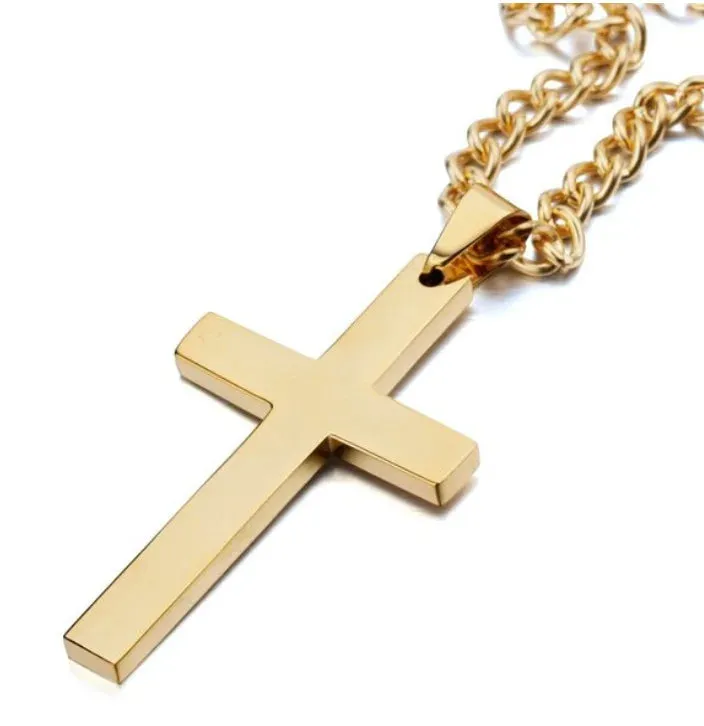 Men's Fashion Classic Cross Men Necklace Stainless Steel Chain Pendant Necklace for Men Jewelry Punk Party Anniversary Gift