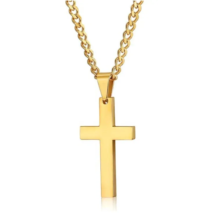 Men's Fashion Classic Cross Men Necklace Stainless Steel Chain Pendant Necklace for Men Jewelry Punk Party Anniversary Gift