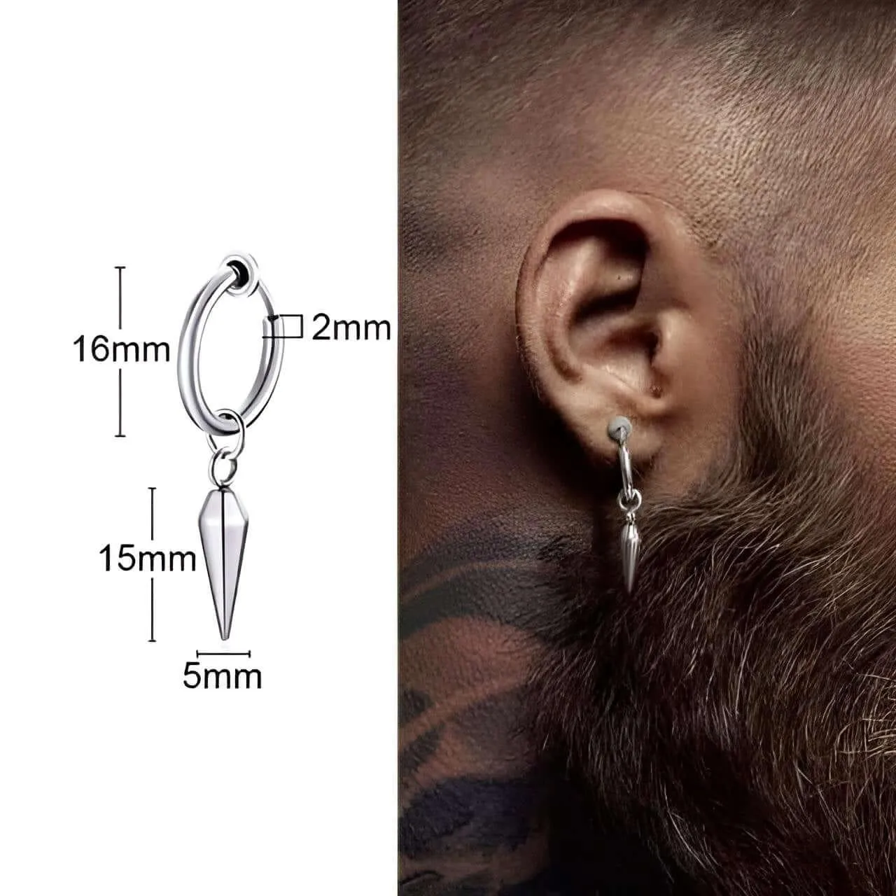 Men's Long Chain Cuff Earrings