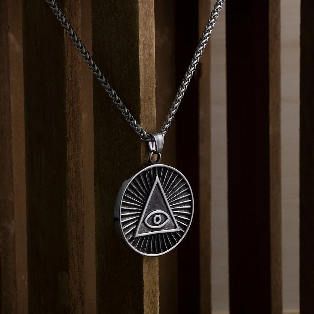 Men's Personalized Retro Devil Triangular Eye Pendant Necklace in Titanium Steel