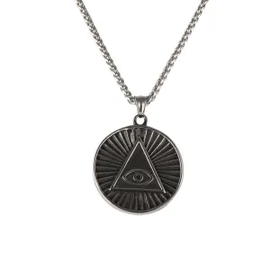 Men's Personalized Retro Devil Triangular Eye Pendant Necklace in Titanium Steel