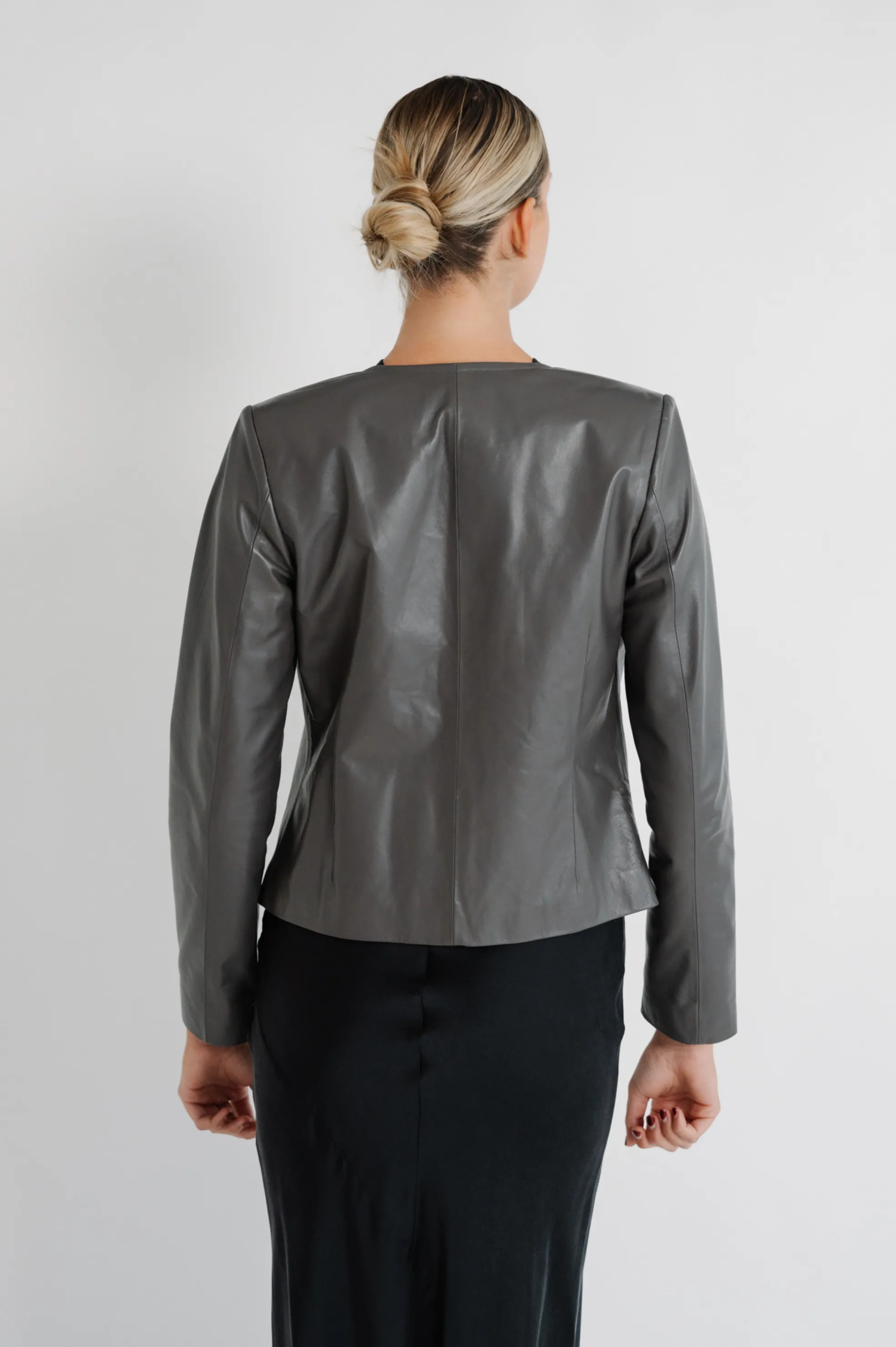 Monaco Leather Jacket | Brown Grey