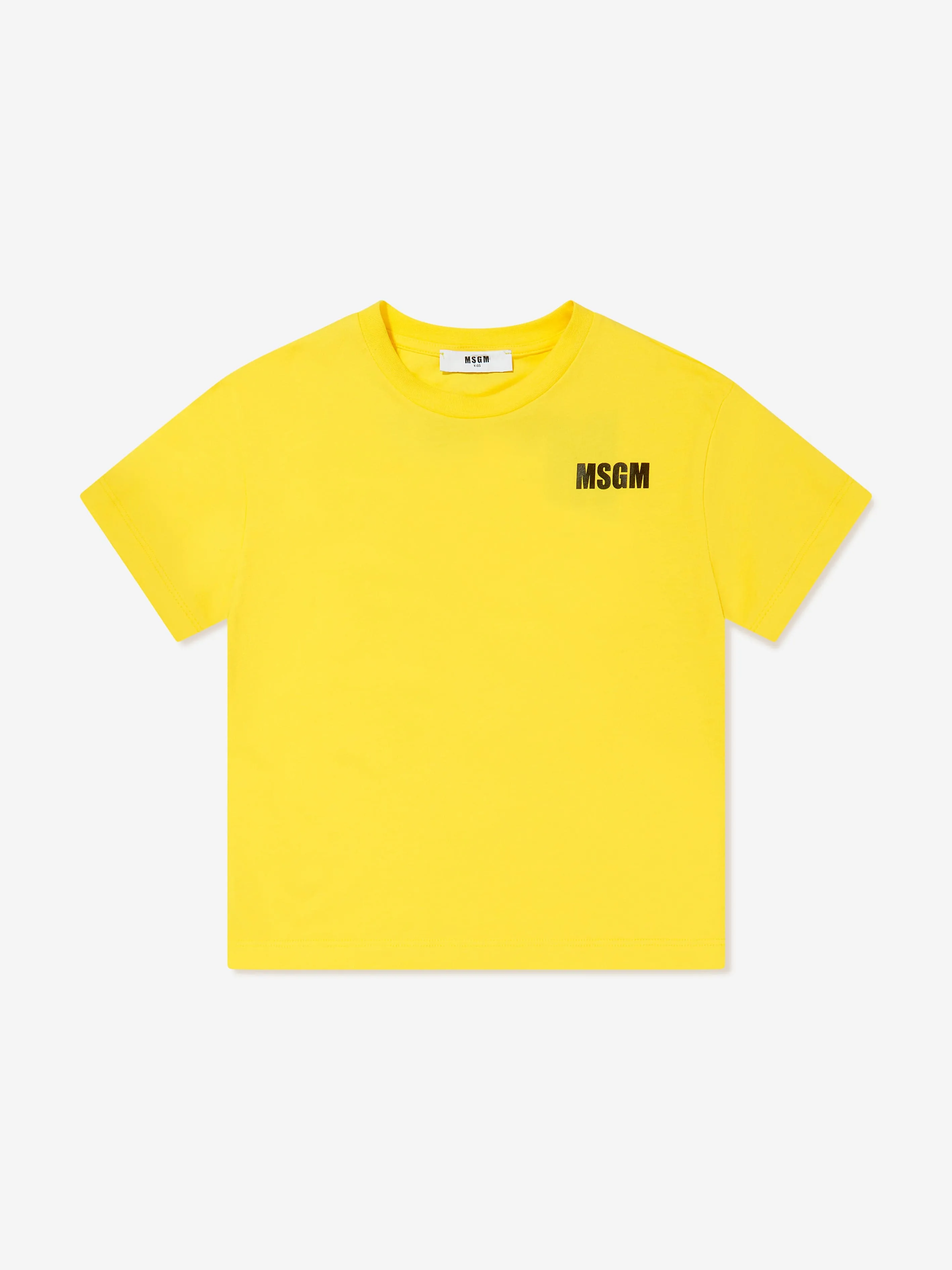 MSGM Kids Jersey Logo T-Shirt in Yellow