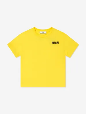 MSGM Kids Jersey Logo T-Shirt in Yellow