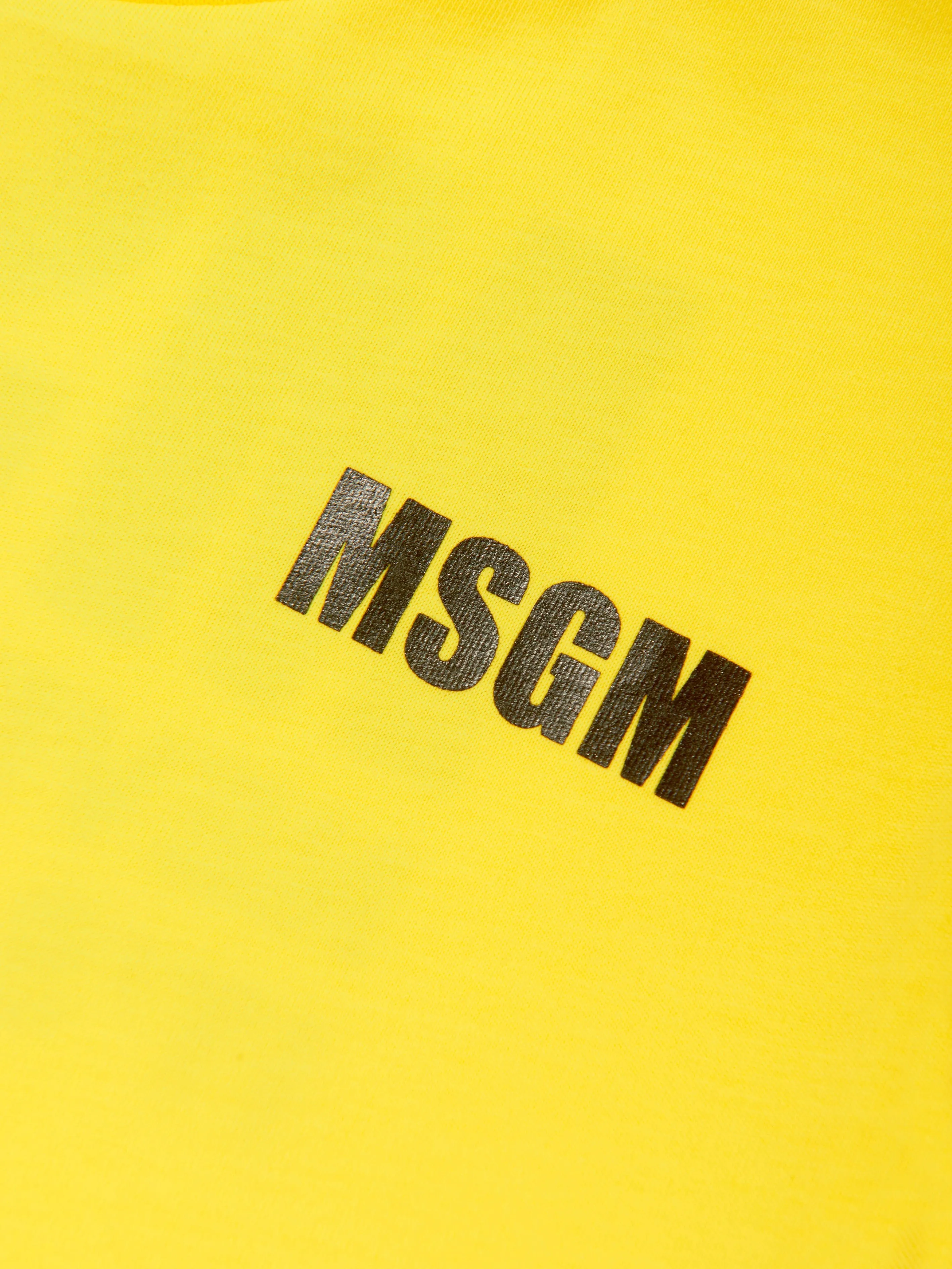 MSGM Kids Jersey Logo T-Shirt in Yellow