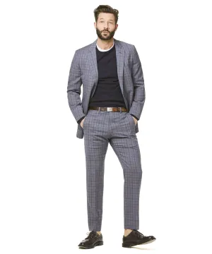 Navy and Grey Tropical Wool Plaid Sutton Suit