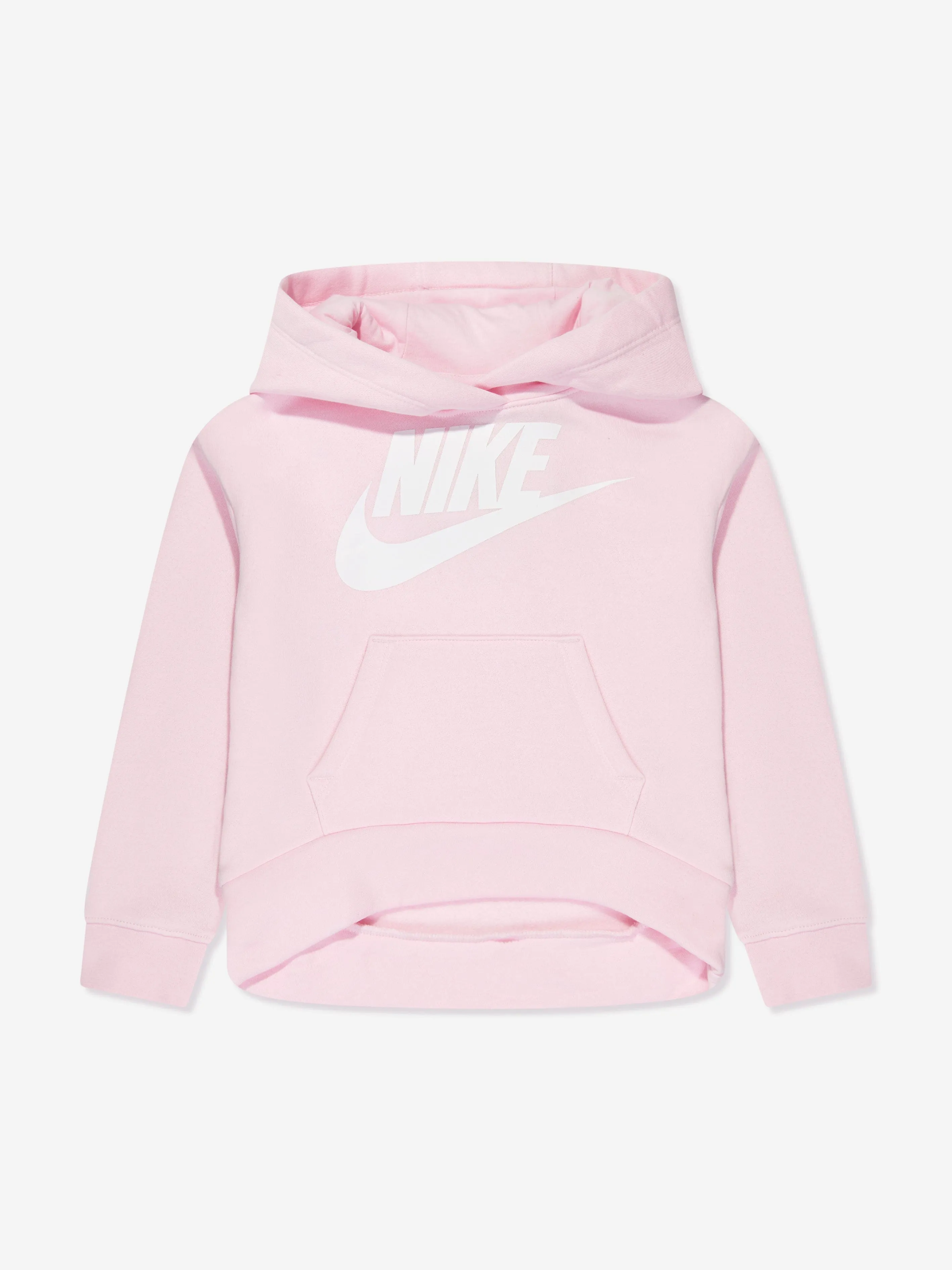 Nike Girls Club Fleece Hi Low Hoodie in Pink