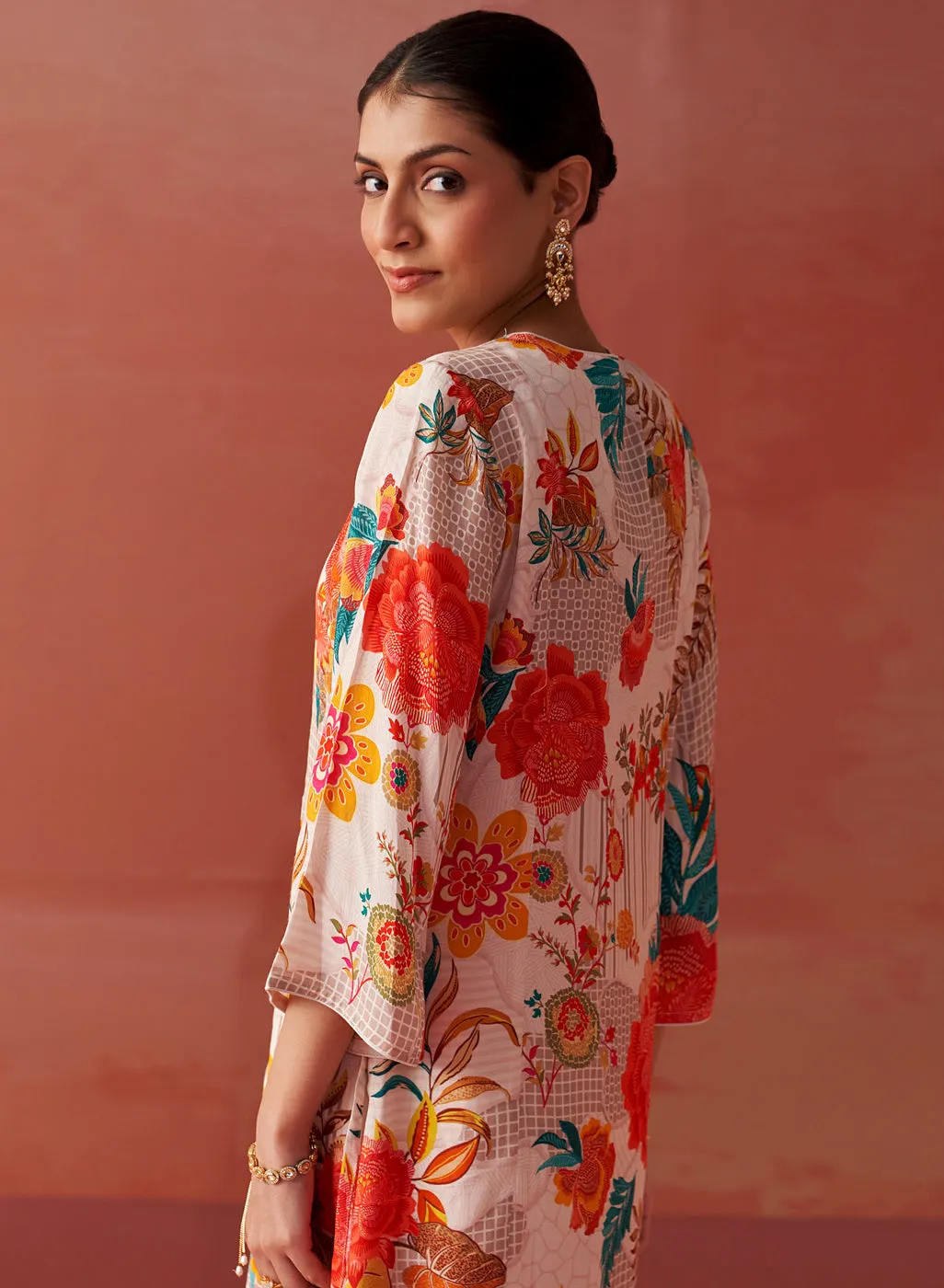 Noorani Ivory Printed Kurta