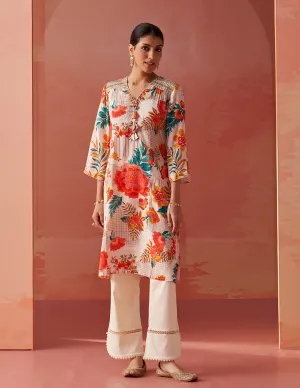 Noorani Ivory Printed Kurta