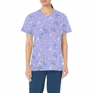 Nurse18   Women's V Neck Scrub Top Nurse Uniform with Deep Front Pockets