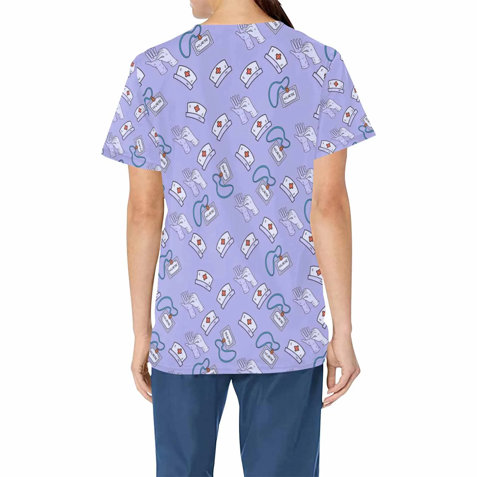 Nurse18   Women's V Neck Scrub Top Nurse Uniform with Deep Front Pockets