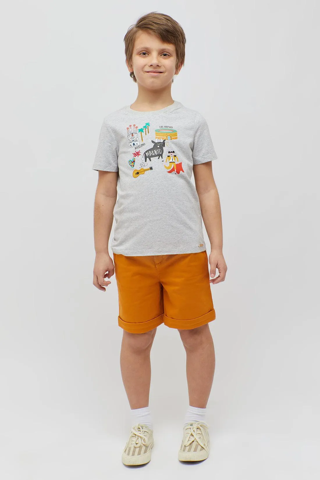 One Friday Baby Boys Grey Texture T-Shirt with Fun Prints