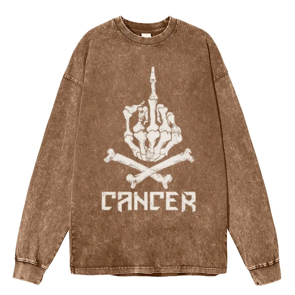 Oversized Vintage Washed Cancer Skull Graphic Sweatshirt