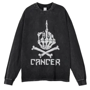 Oversized Vintage Washed Cancer Skull Graphic Sweatshirt