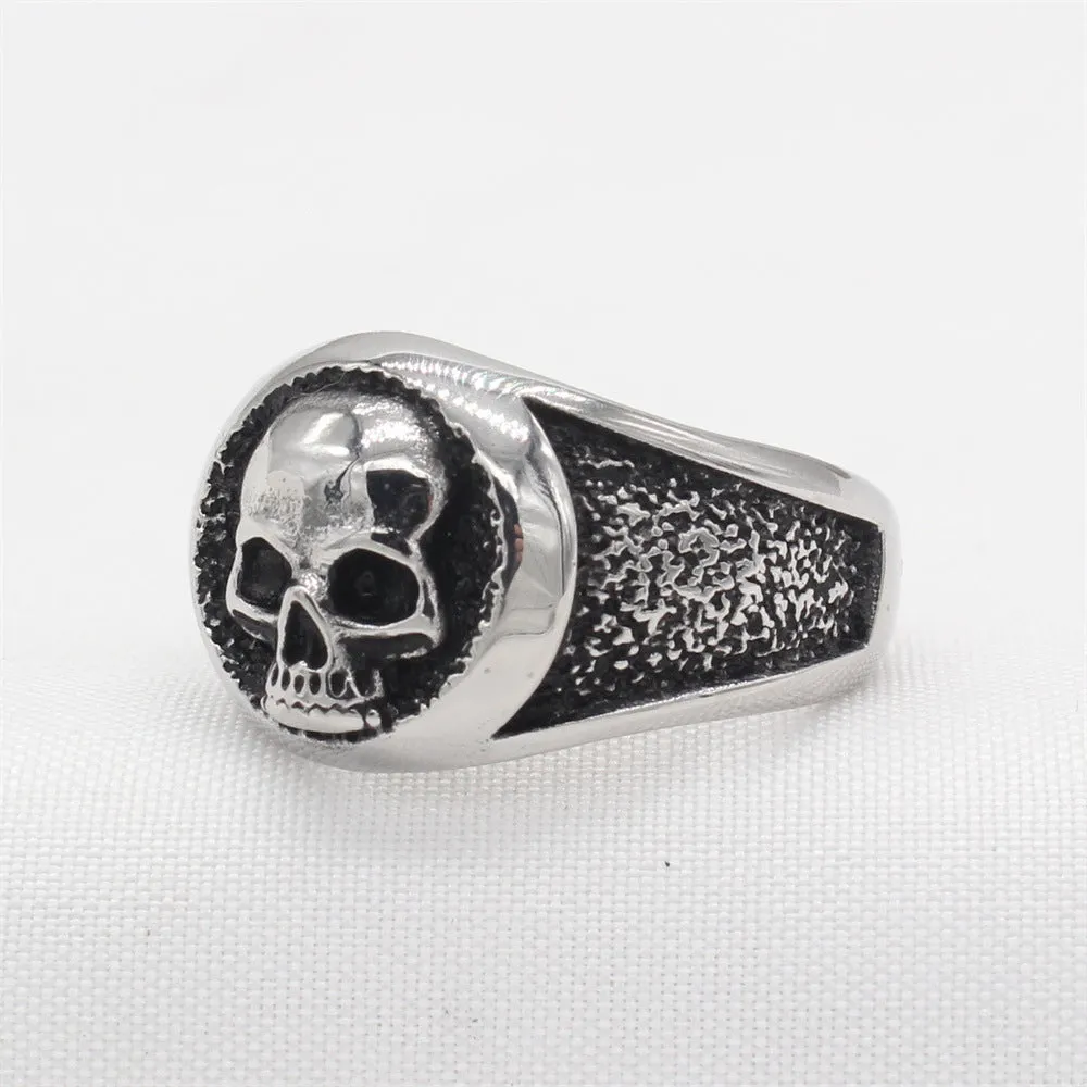 Personalized Retro Men's Skull Titanium Steel Ring - European and American Wholesale Jewelry