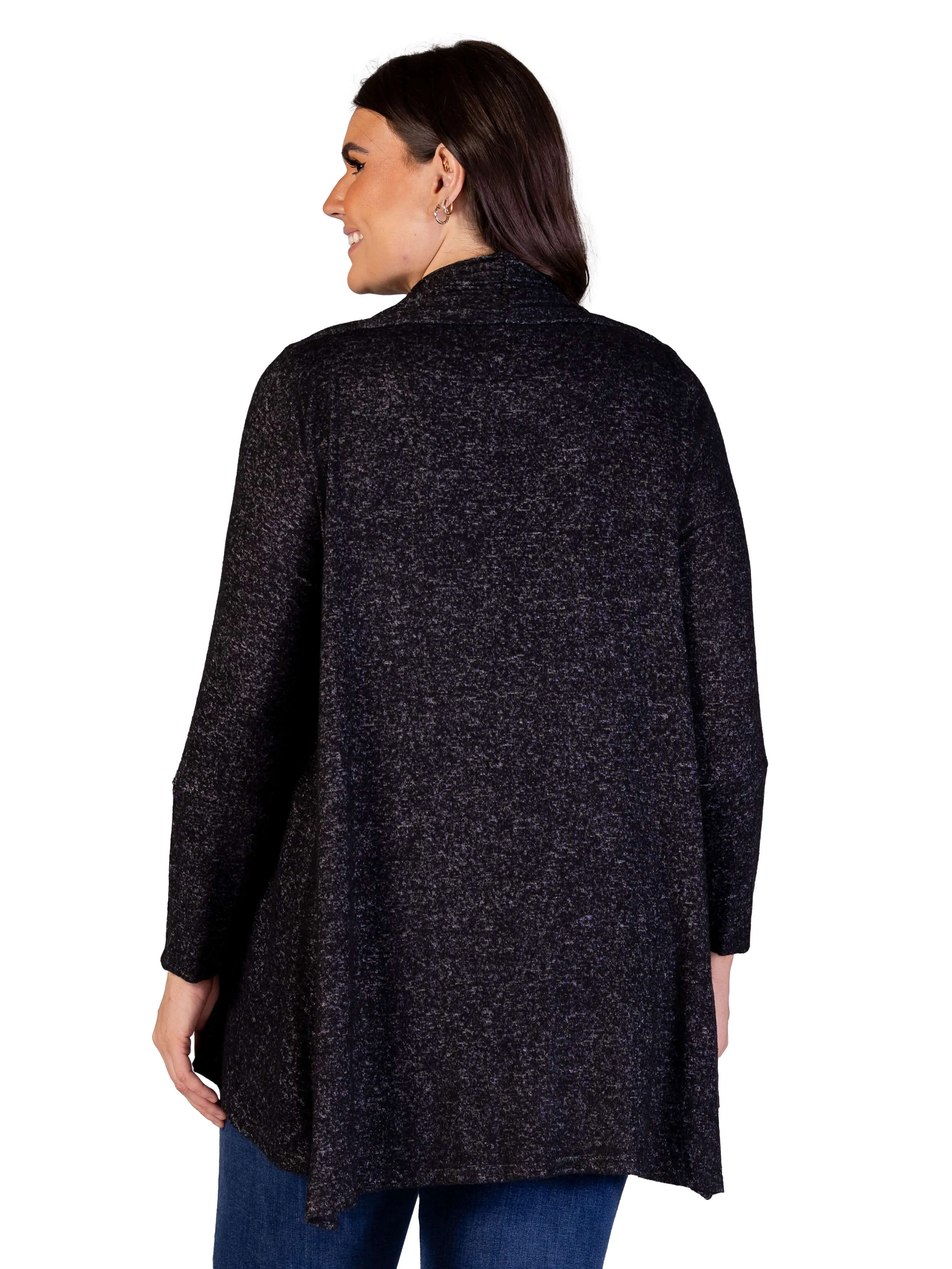 Plus Size Open Front Long Sleeve High Low Cozy Cardigan