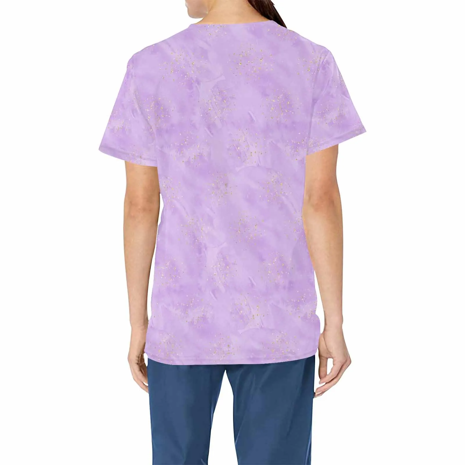 Purple Dreams  Women's V Neck Scrub Top Nurse Uniform with Deep Front Pockets