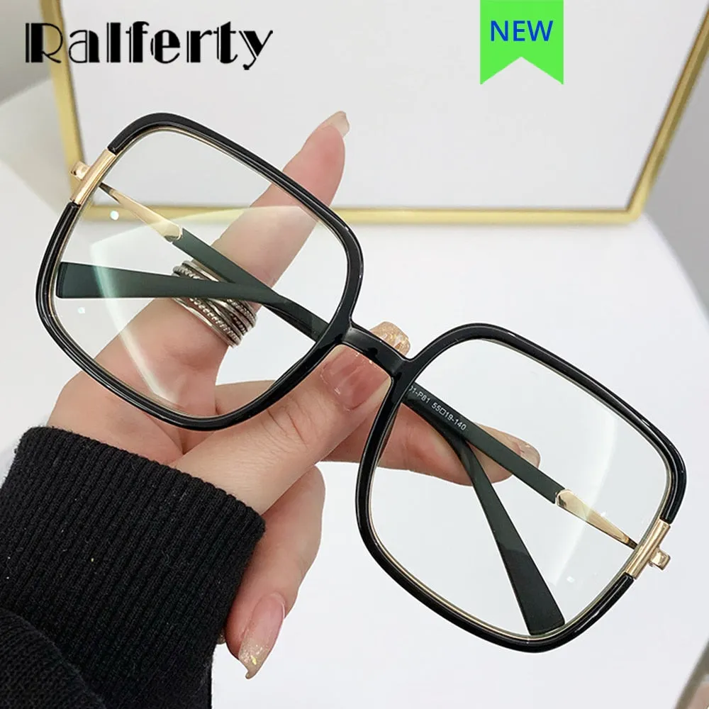 Ralferty Women's Full Rim Big Square Acetate Eyeglasses D880