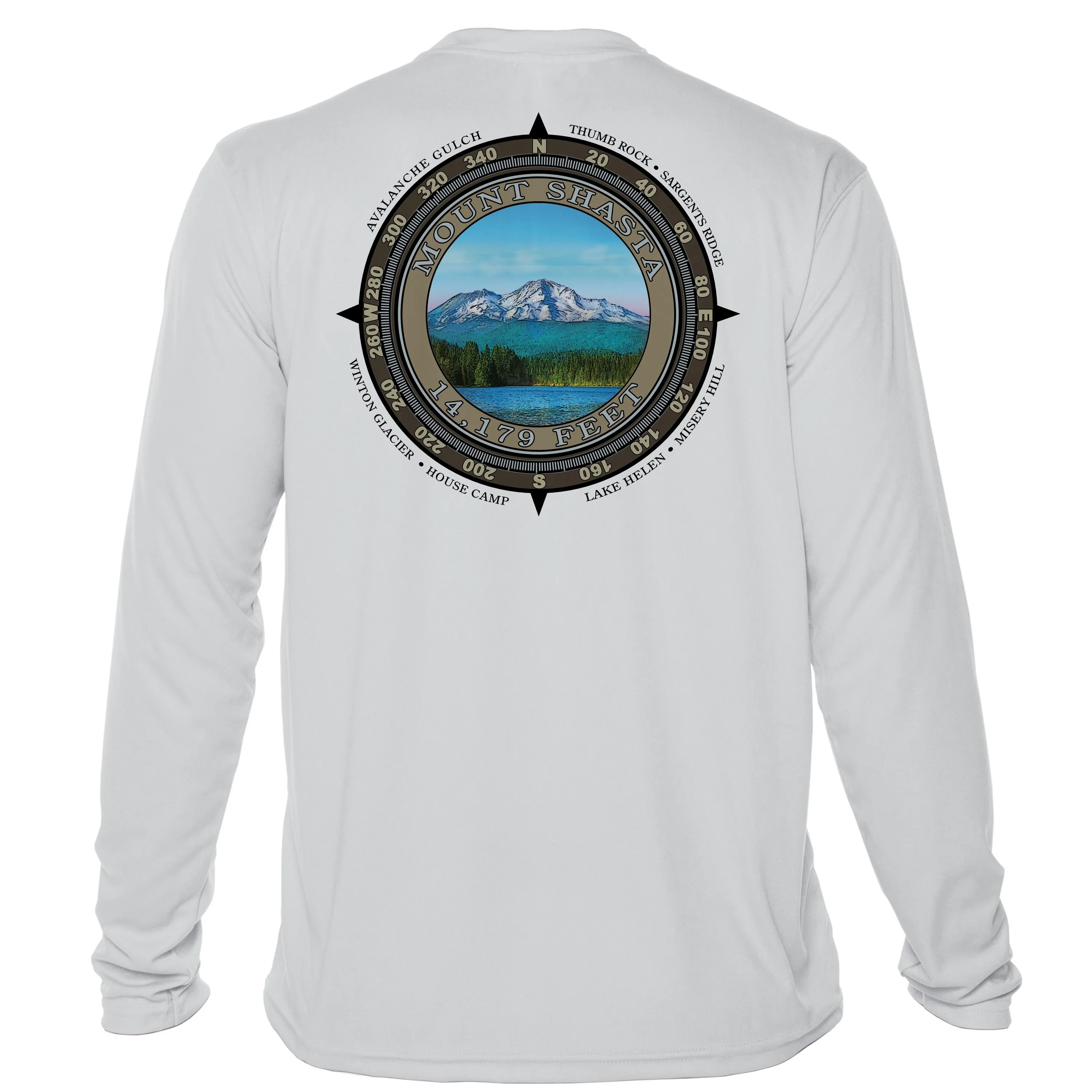 Retro Compass Mount Shasta Microfiber Long Sleeve T-Shirt