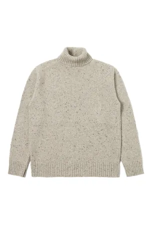 Roll Neck Tweed Knit - Oatmeal