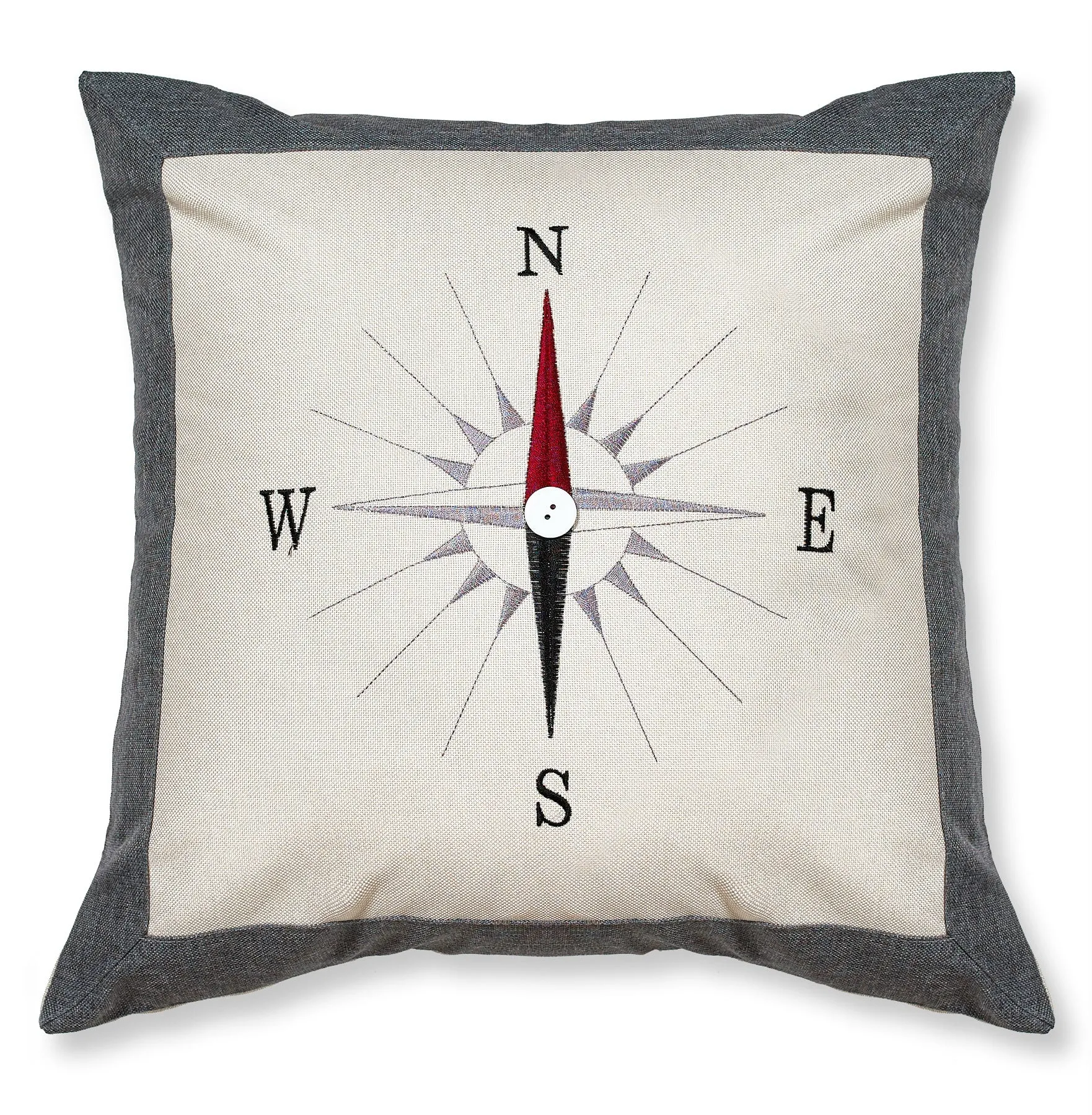 Rosetta Classic Embroidered Compass Decorative Accent Throw Pillow