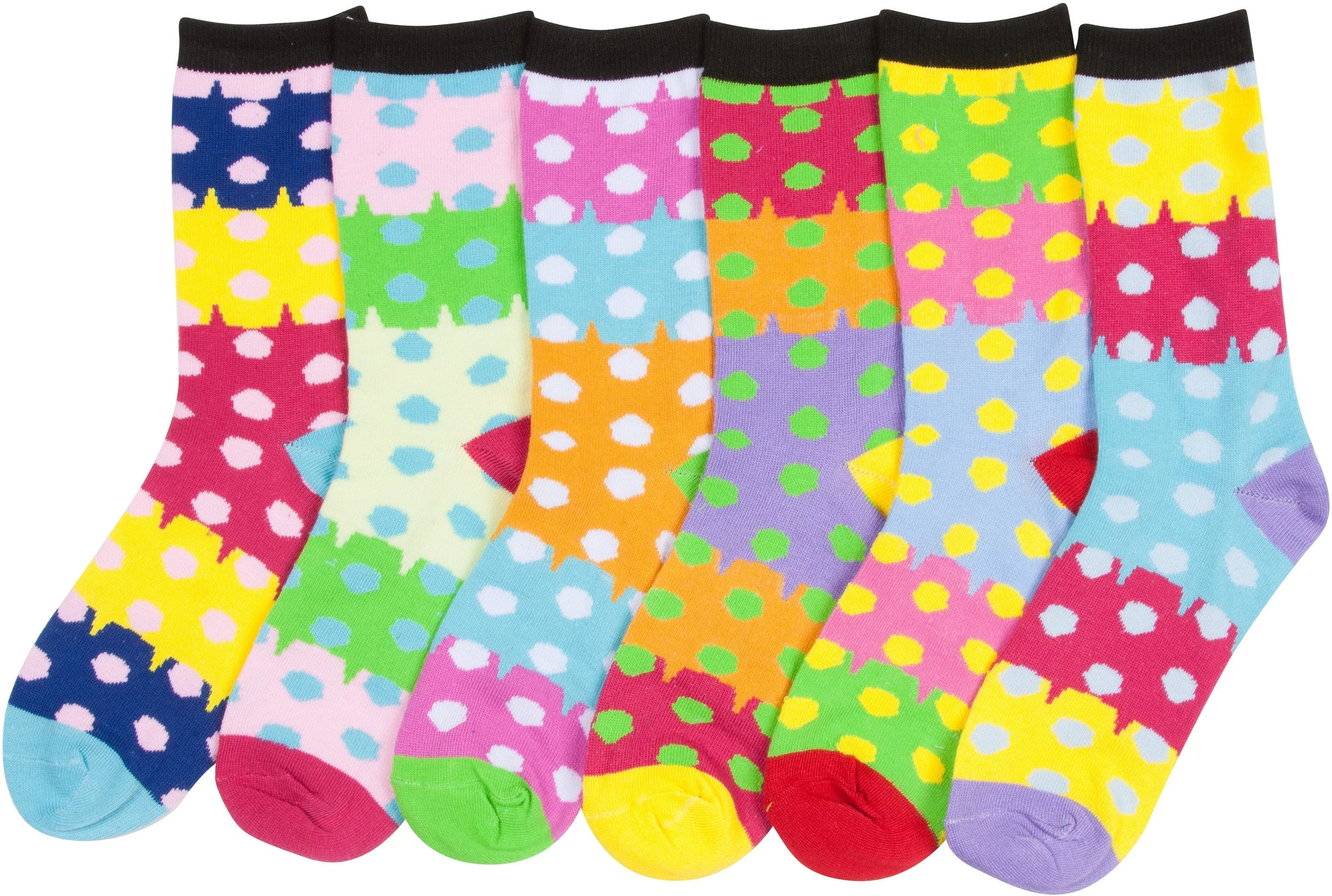 Sakkas Women's Fun Colorful Design Poly Blend Crew Socks Assorted 6-Pack