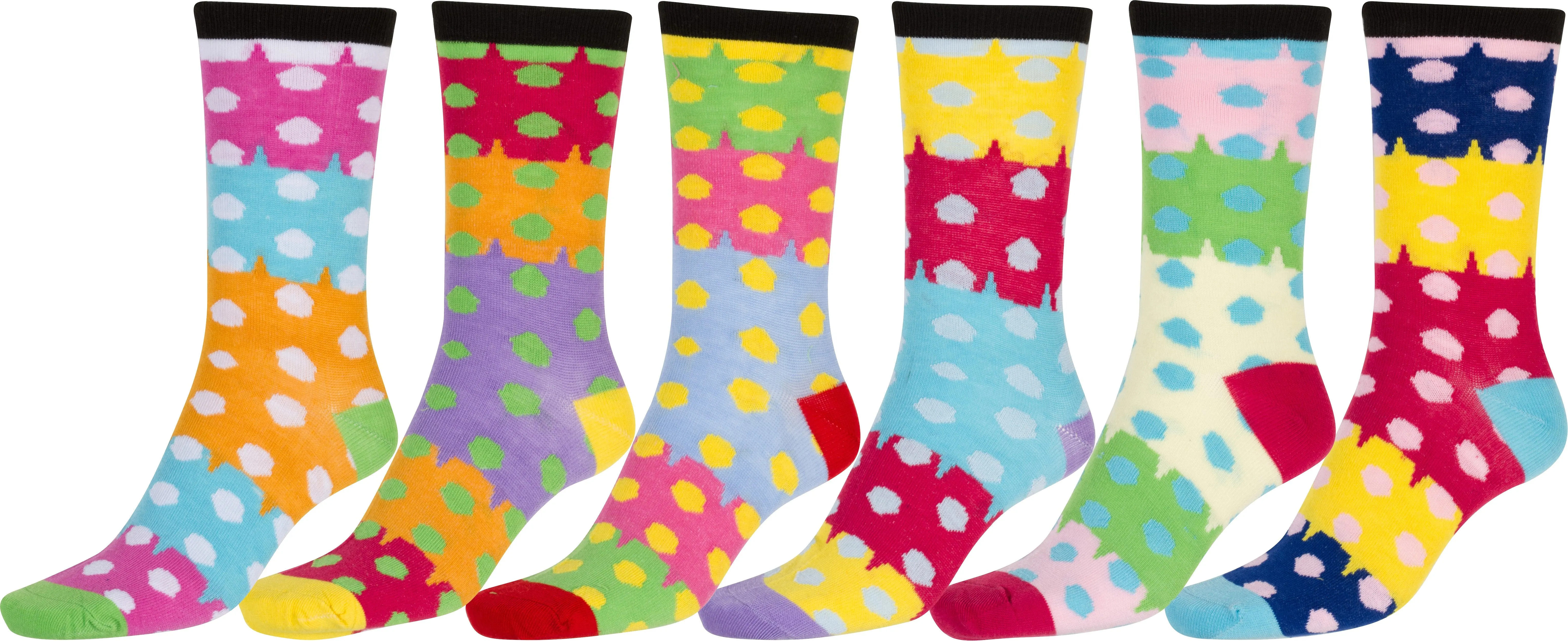 Sakkas Women's Fun Colorful Design Poly Blend Crew Socks Assorted 6-Pack