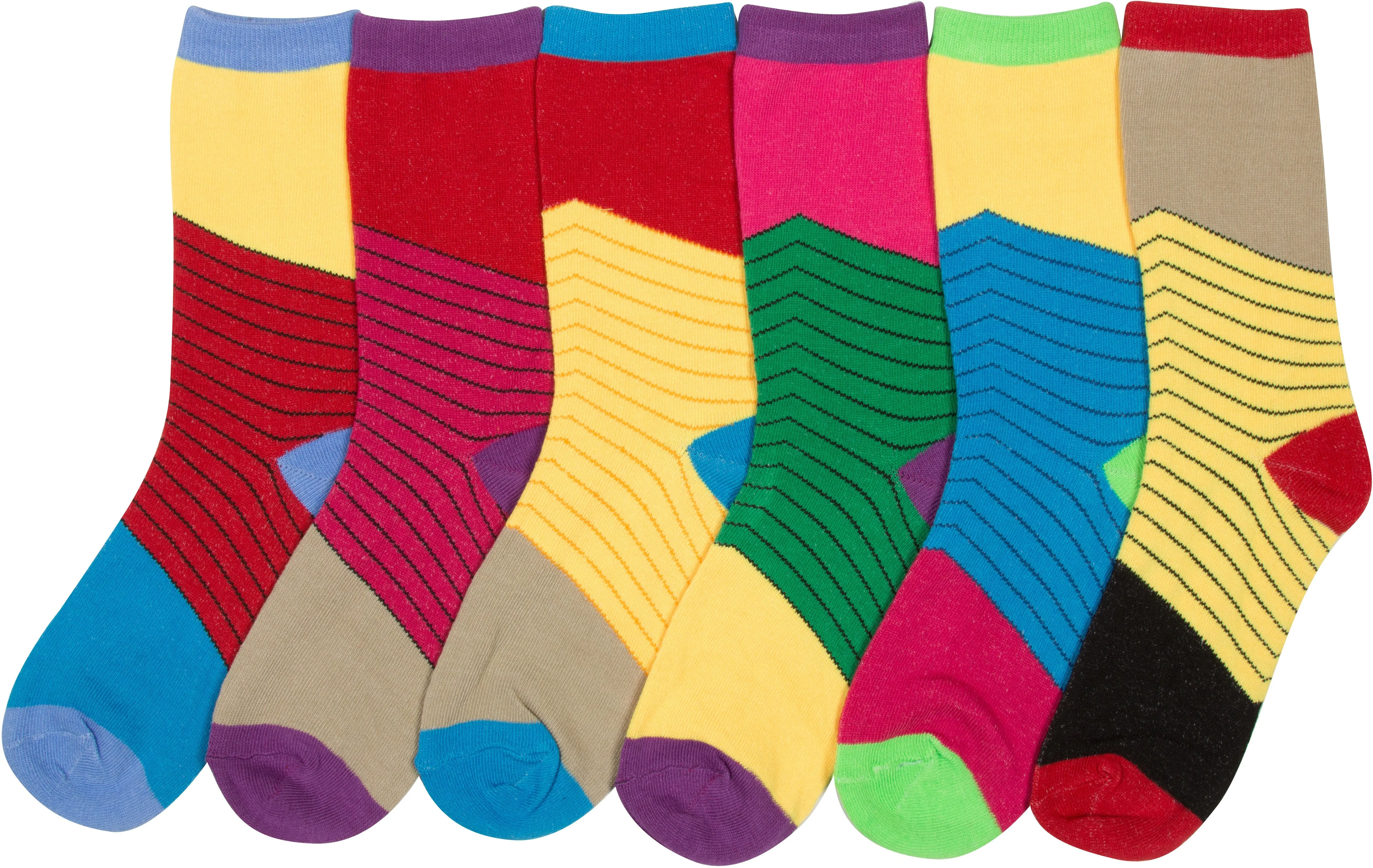 Sakkas Women's Fun Colorful Design Poly Blend Crew Socks Assorted 6-Pack