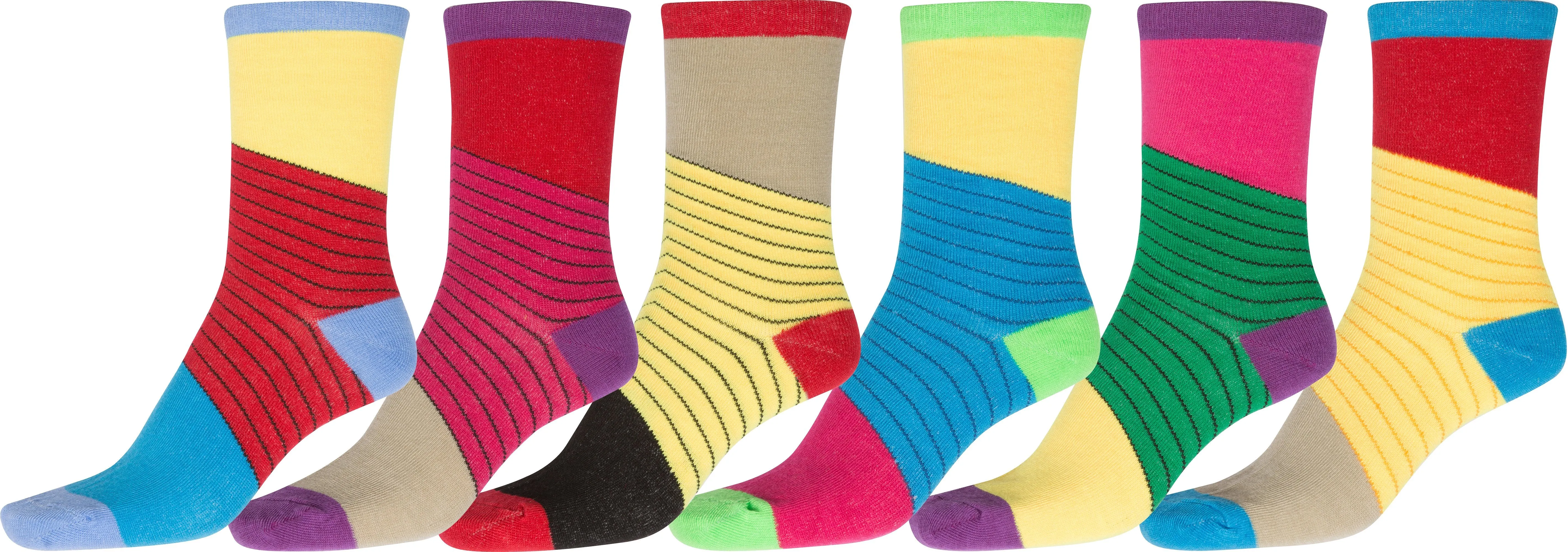 Sakkas Women's Fun Colorful Design Poly Blend Crew Socks Assorted 6-Pack