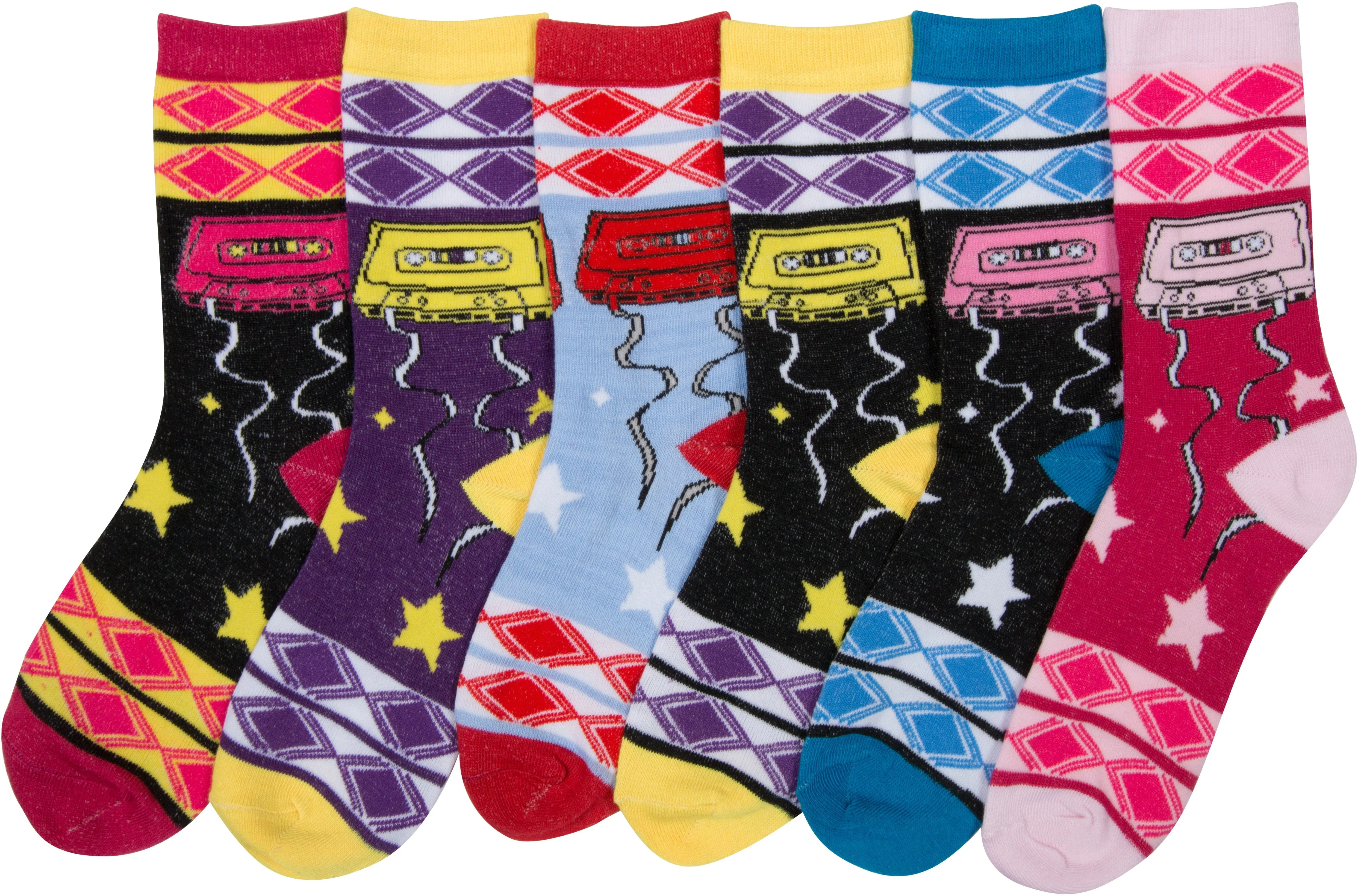 Sakkas Women's Fun Colorful Design Poly Blend Crew Socks Assorted 6-Pack