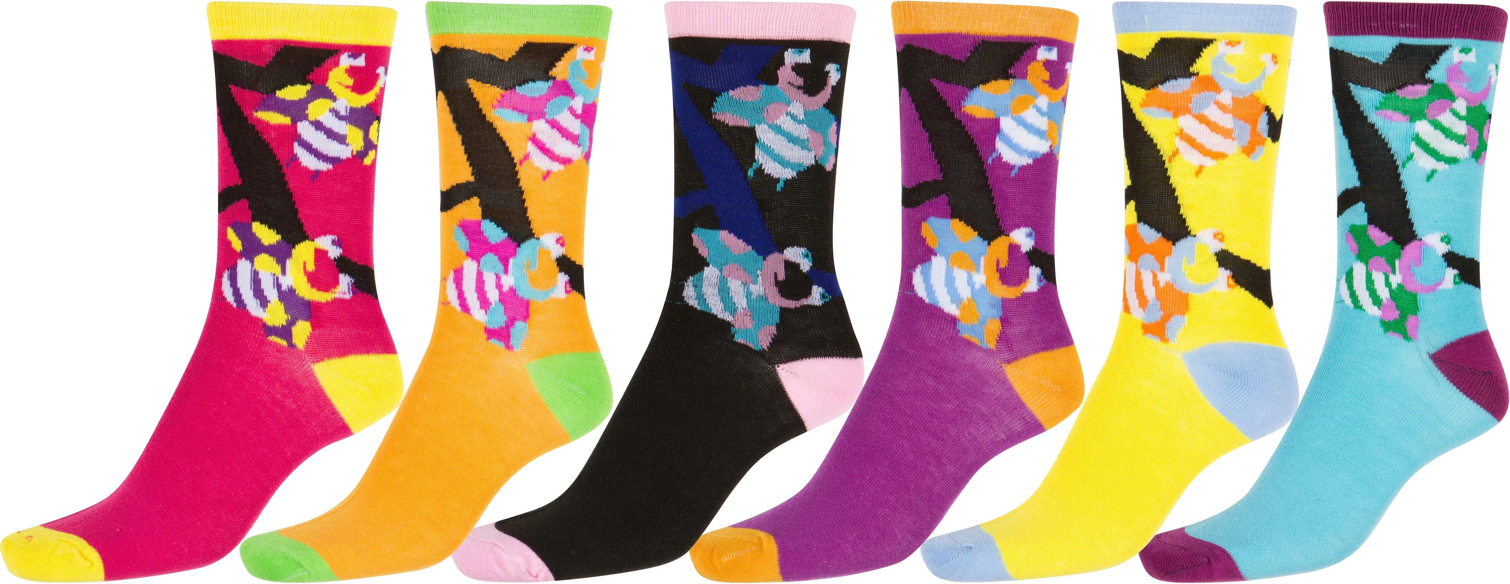 Sakkas Women's Fun Colorful Design Poly Blend Crew Socks Assorted 6-Pack