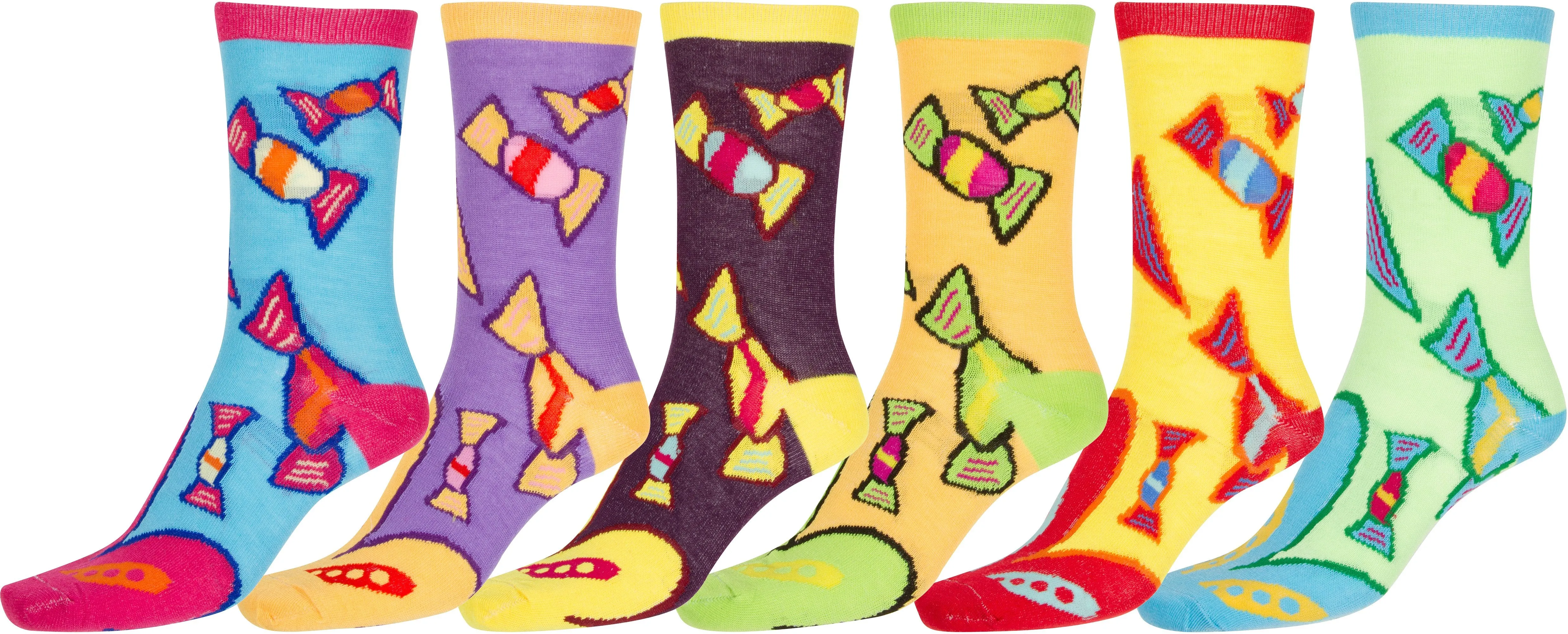 Sakkas Women's Fun Colorful Design Poly Blend Crew Socks Assorted 6-Pack