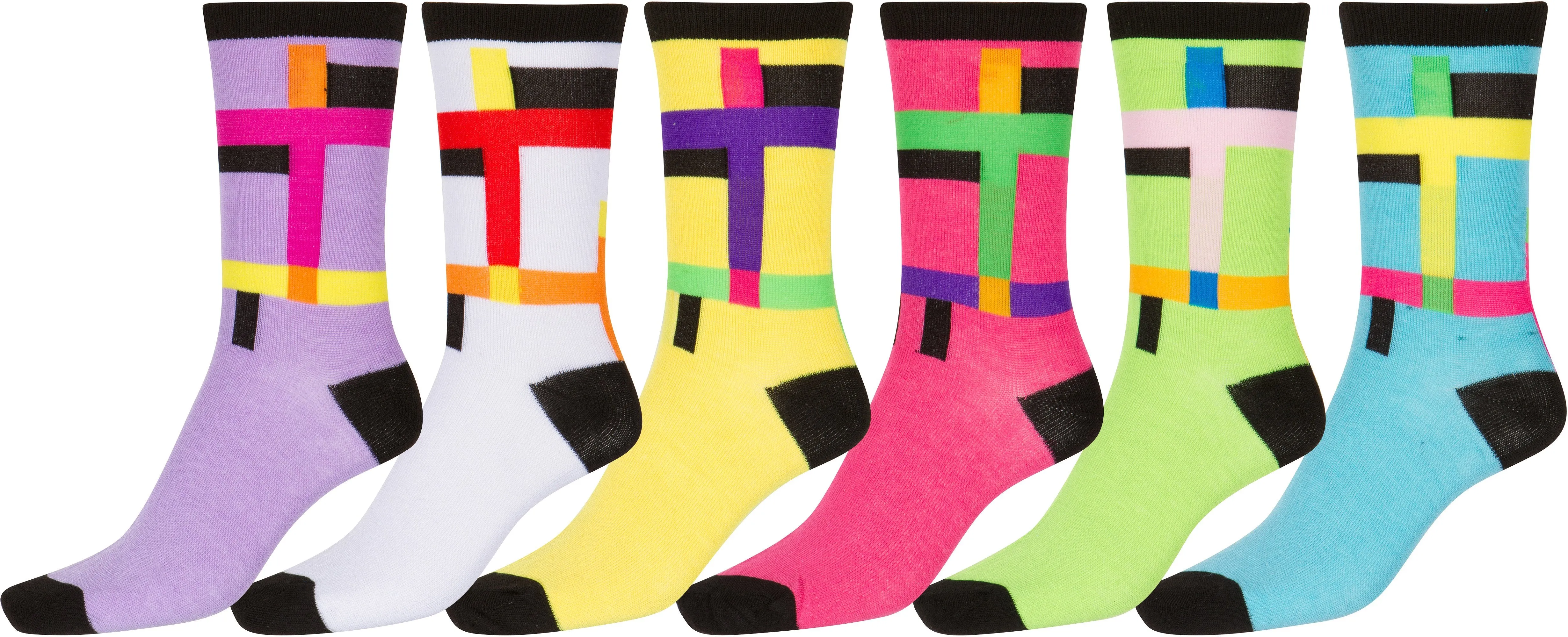 Sakkas Women's Fun Colorful Design Poly Blend Crew Socks Assorted 6-Pack