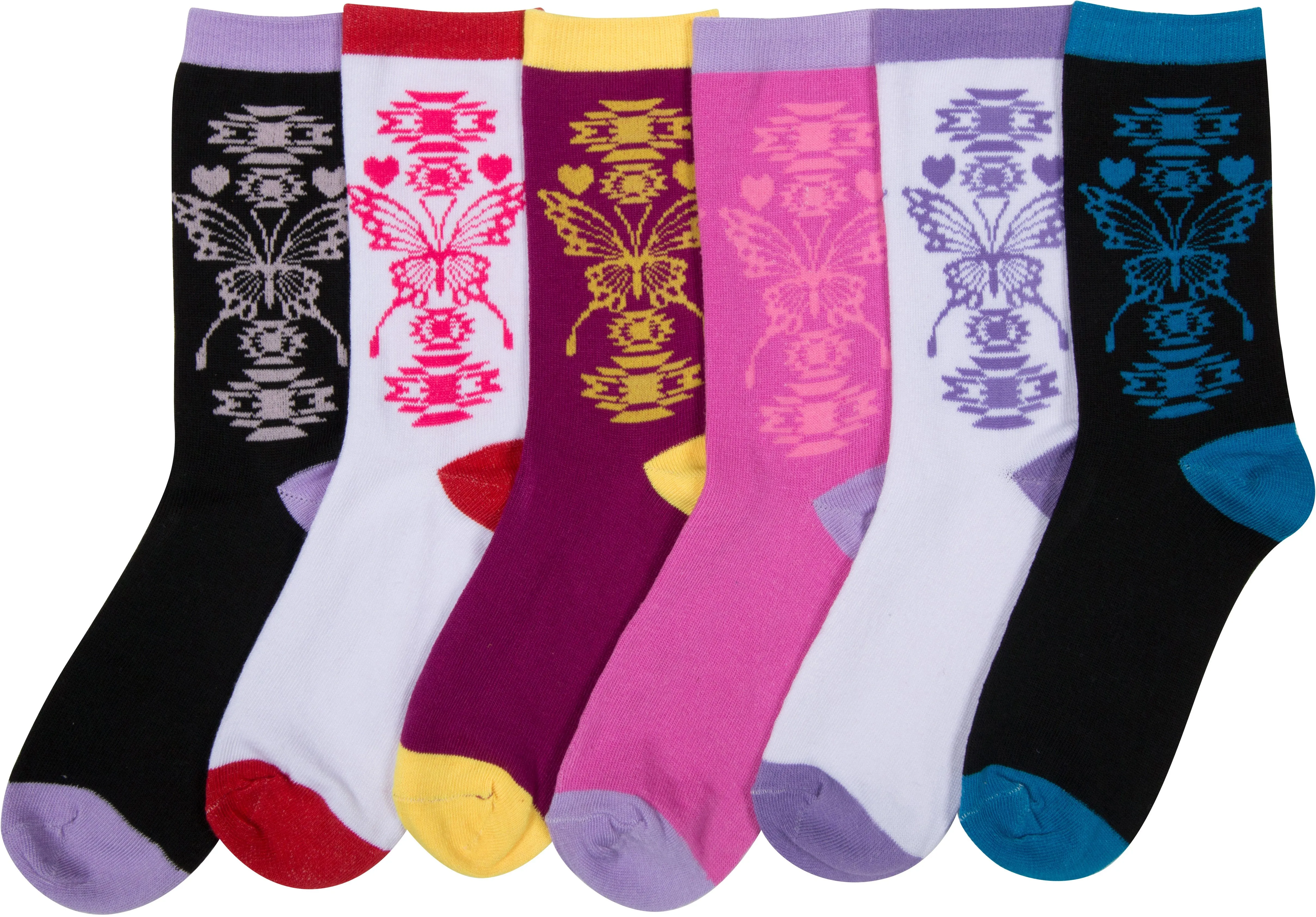 Sakkas Women's Fun Colorful Design Poly Blend Crew Socks Assorted 6-Pack