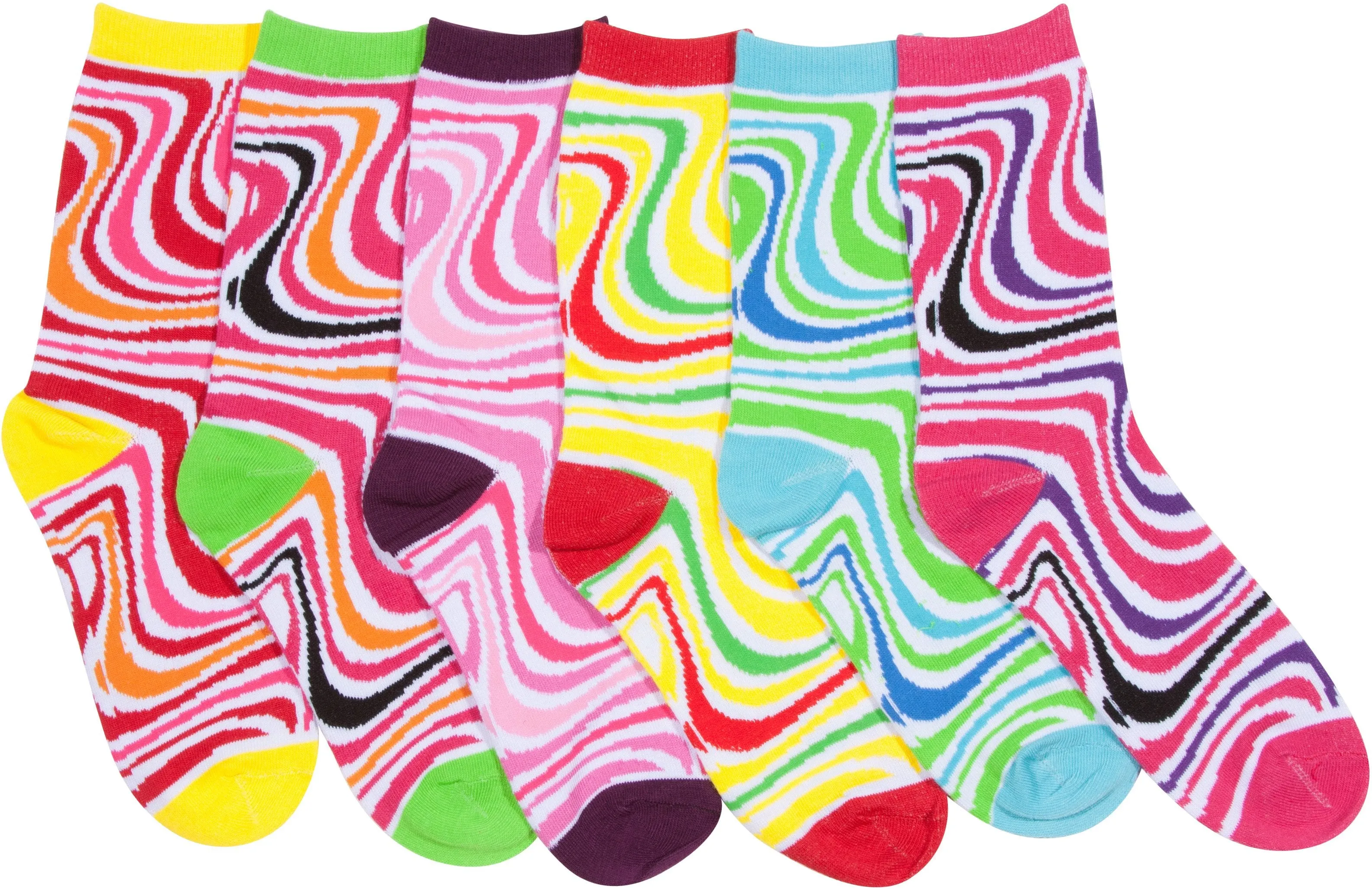 Sakkas Women's Fun Colorful Design Poly Blend Crew Socks Assorted 6-Pack