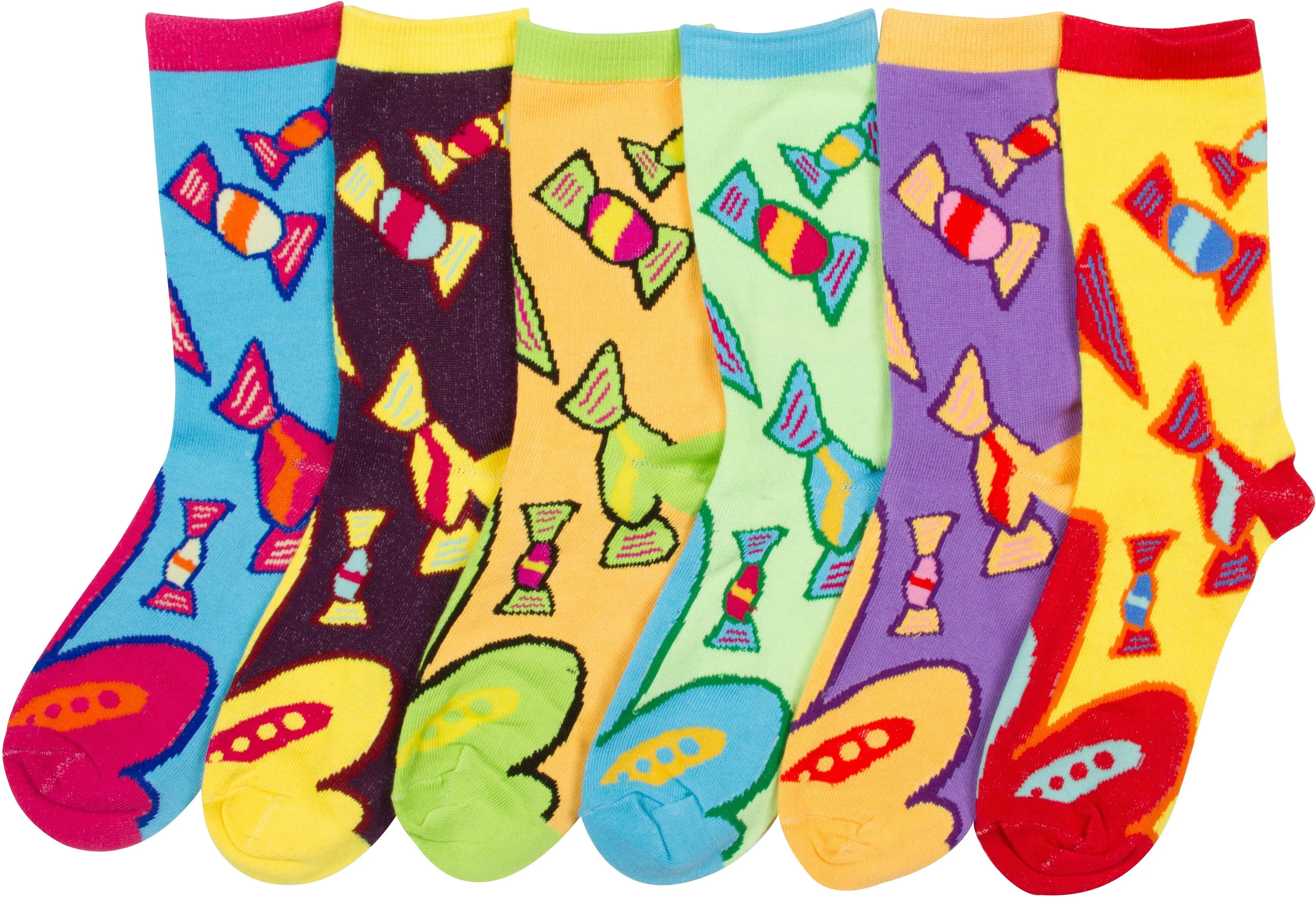 Sakkas Women's Fun Colorful Design Poly Blend Crew Socks Assorted 6-Pack